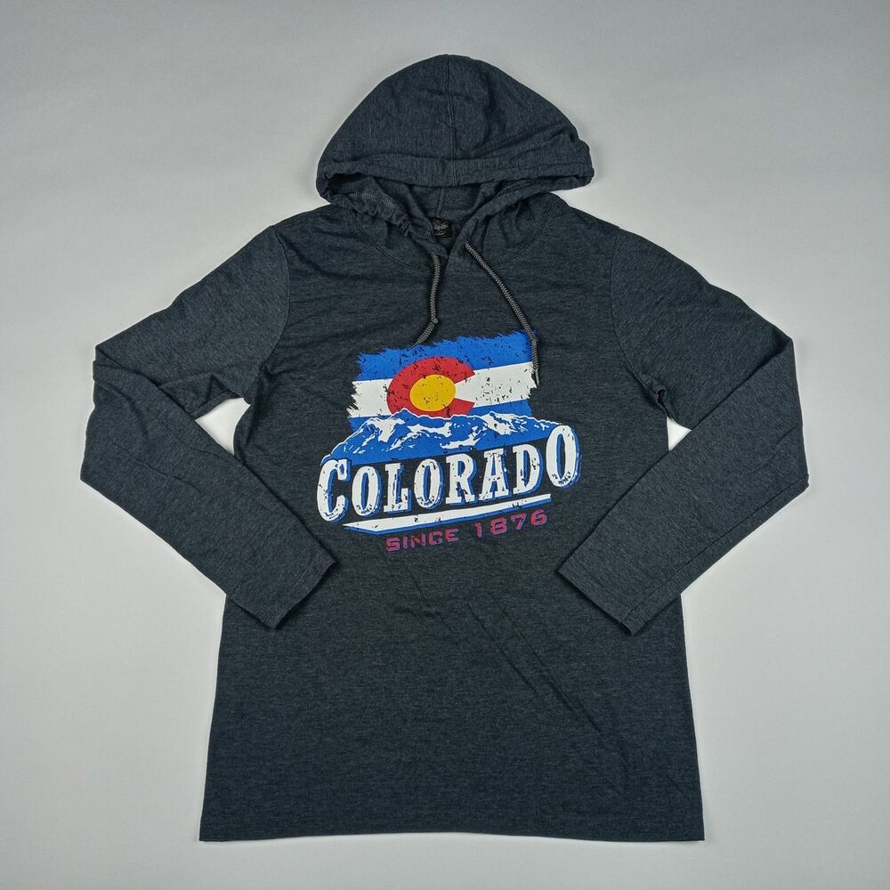 Colorado Pullover Hoodie Shirt Long Sleeve Flag Women's Size Small